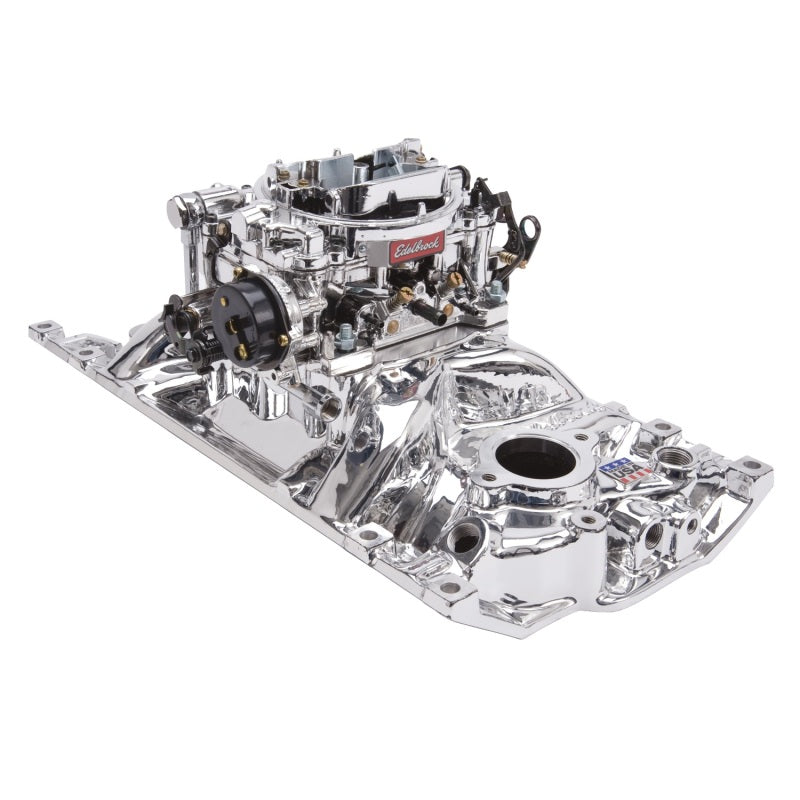 Edelbrock Manifold And Carb Kit Performer Small Block Chevrolet Vortec Endurashine Finish