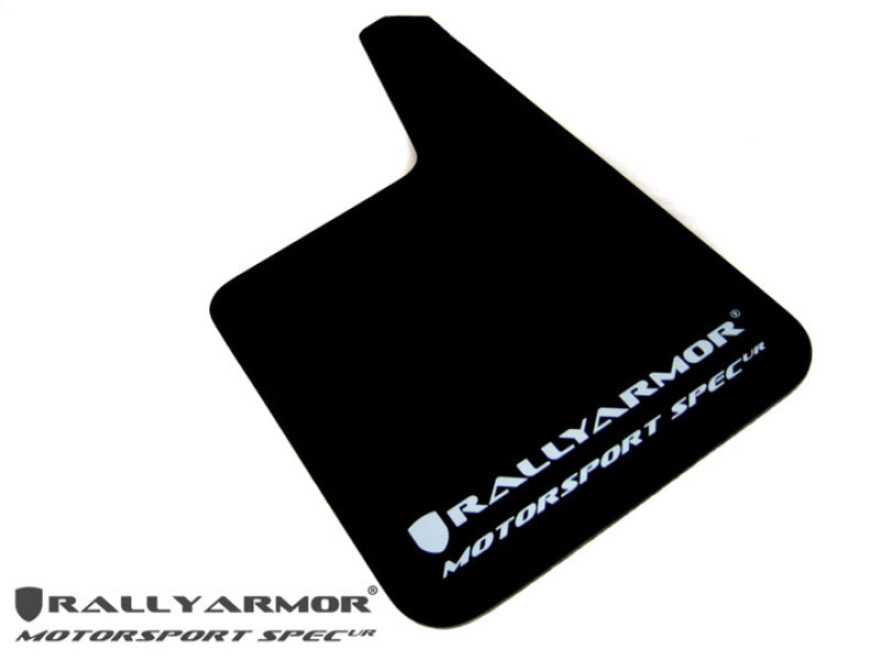 Rally Armor Universal Fitment (no hardware) Motorsport Spec Black Urethane Mud Flap w/ White Logo