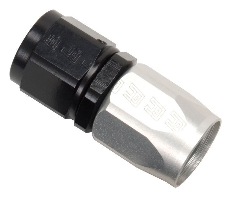 Russell Performance -8 AN Black/Silver Straight Full Flow Hose End