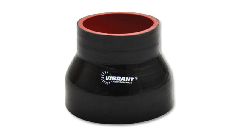 Vibrant 4 Ply Reinforced Silicone Transition Connector - 2in I.D. x 2.25in I.D. x 3in long (BLACK)