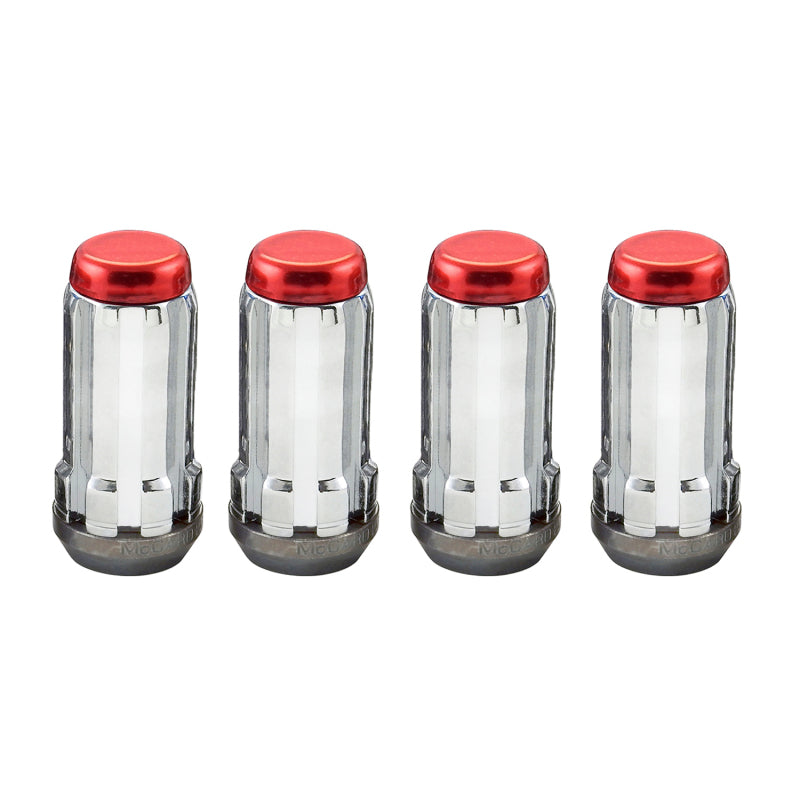 McGard SplineDrive Lug Nut (Cone Seat) 1/2-20 / 1.60in. Length (4-Pack) - Red Cap (Req. Tool)