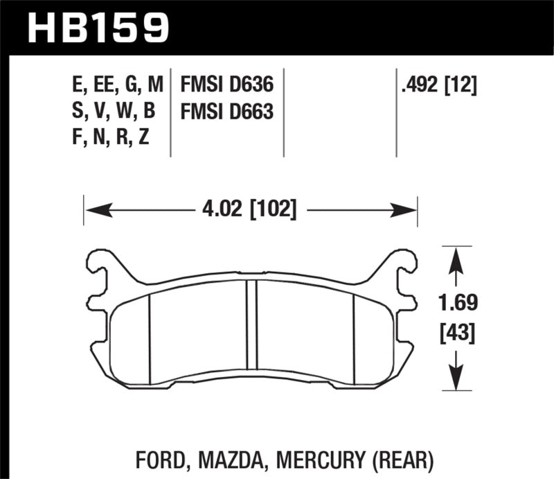 Hawk 94-05 Miata / 01-05 Normal Suspension HP+ Street Rear Brake Pads (D636)