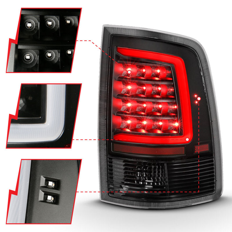 ANZO 2009-2018 Dodge Ram 1500 LED Taillight Plank Style Black w/Clear Lens