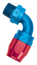 Load image into Gallery viewer, Russell Performance -12 AN Red/Blue 90 Deg Full Flow Swivel Pipe Thread Hose End (With 3/4in NPT)