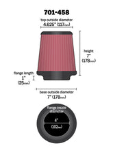 Load image into Gallery viewer, Airaid Universal Air Filter - Cone 4 x 7 x 4 5/8 x 7 w/ Short Flange