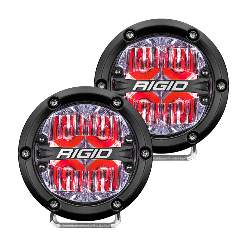 Rigid Industries 360-Series 4in LED Off-Road Drive Beam - Red Backlight (Pair)