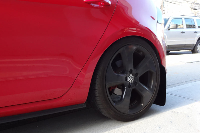 Rally Armor 2015+ VW Golf/GTI/TSI UR Black Mud Flap w/ White Logo