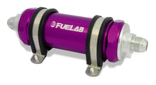 Load image into Gallery viewer, Fuelab 828 In-Line Fuel Filter Long -8AN In/-6AN Out 6 Micron Fiberglass - Purple