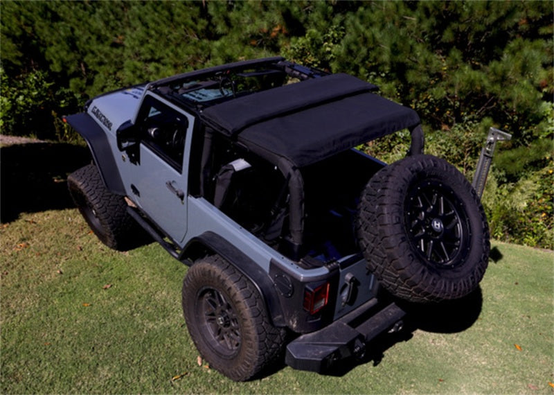 Bushwacker 07-18 Jeep Wrangler JK 4-Door Trail Armor Twill Flat Back Soft Top - Black