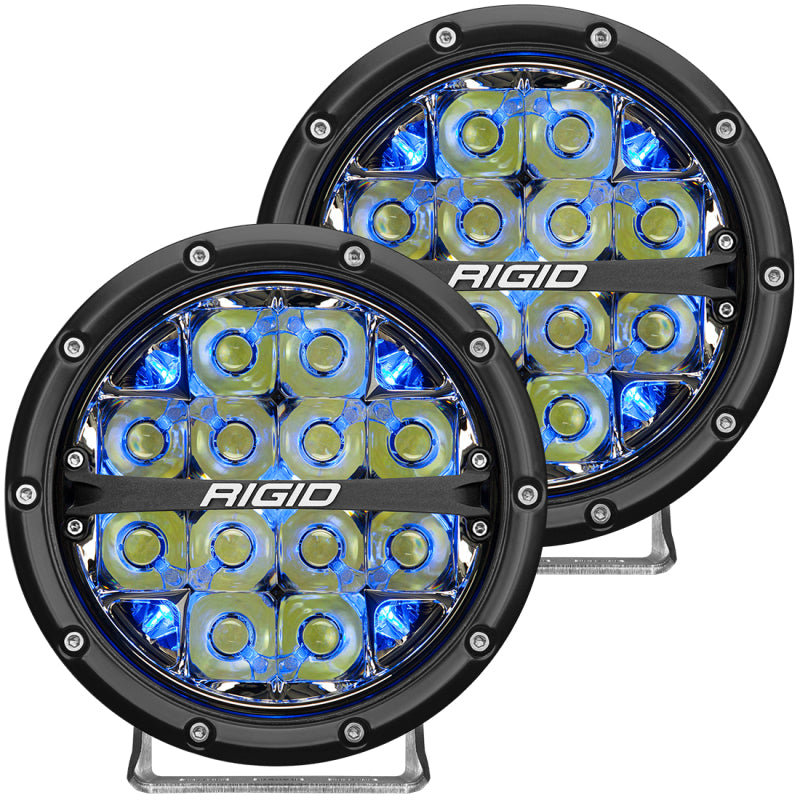 Rigid Industries 360-Series 6in LED Off-Road Spot Beam - Blue Backlight (Pair)