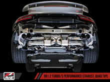 Load image into Gallery viewer, AWE Tuning Porsche 991.2 Turbo Performance Exhaust and High-Flow Cat Sections - Silver Quad Tips