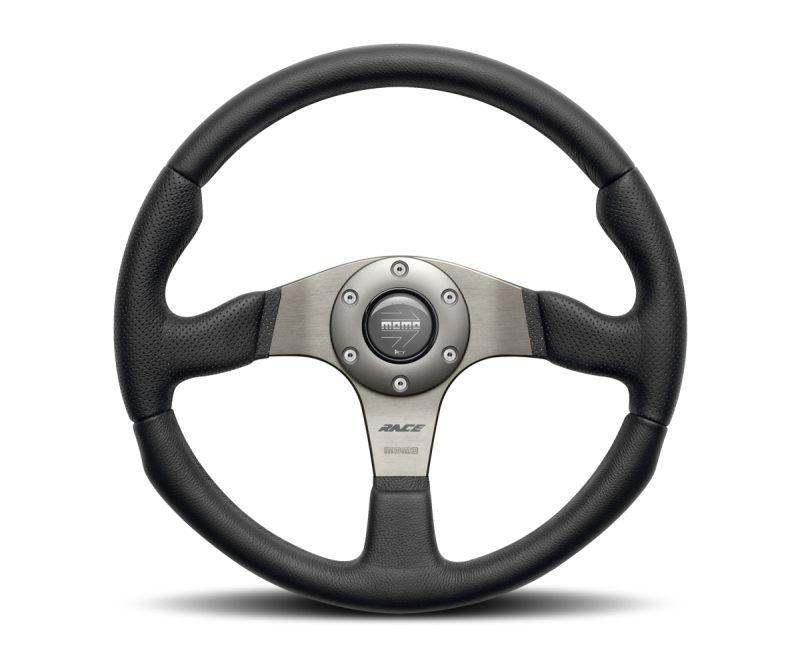 Momo Race Steering Wheel 350 mm - Black Leather/Anth Spokes