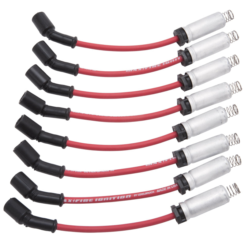 Edelbrock Spark Plug Wire Set LS Truck w/ Metal Sleeves 99-15 50 Ohm Resistance Red Wire (Set of 8)