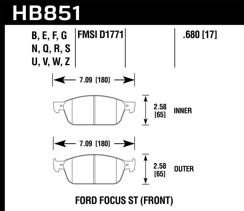 Hawk 15-16 Ford Focus ST HPS 5.0 Front Brake Pads