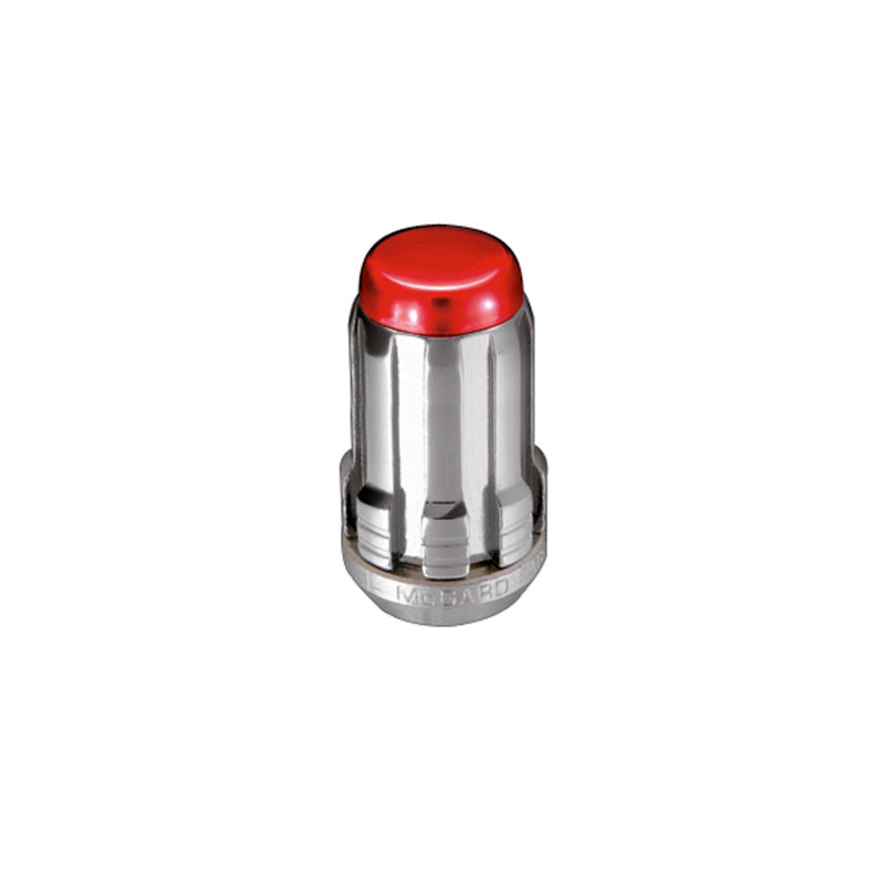 McGard SplineDrive Lug Nut (Cone Seat) 1/2-20 / 1.60in. Length (4-Pack) - Red Cap (Req. Tool)