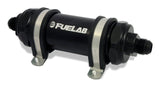 Fuelab 828 In-Line Fuel Filter Long -6AN In/-12AN Out 6 Micron Fiberglass - Black