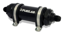 Load image into Gallery viewer, Fuelab 828 In-Line Fuel Filter Long -6AN In/-10AN Out 100 Micron Stainless - Black