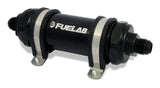 Fuelab 828 In-Line Fuel Filter Long -6AN In/-12AN Out 100 Micron Stainless - Black