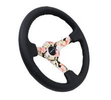 Load image into Gallery viewer, NRG Reinforced Steering Wheel (350mm / 3in. Deep) Blk Leather Floral Dipped w/ Blk Baseball Stitch