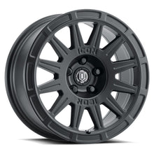 Load image into Gallery viewer, ICON Ricochet 15x7 5x100 15mm Offset 4.6in BS 56.1mm Bore Satin Black Wheel