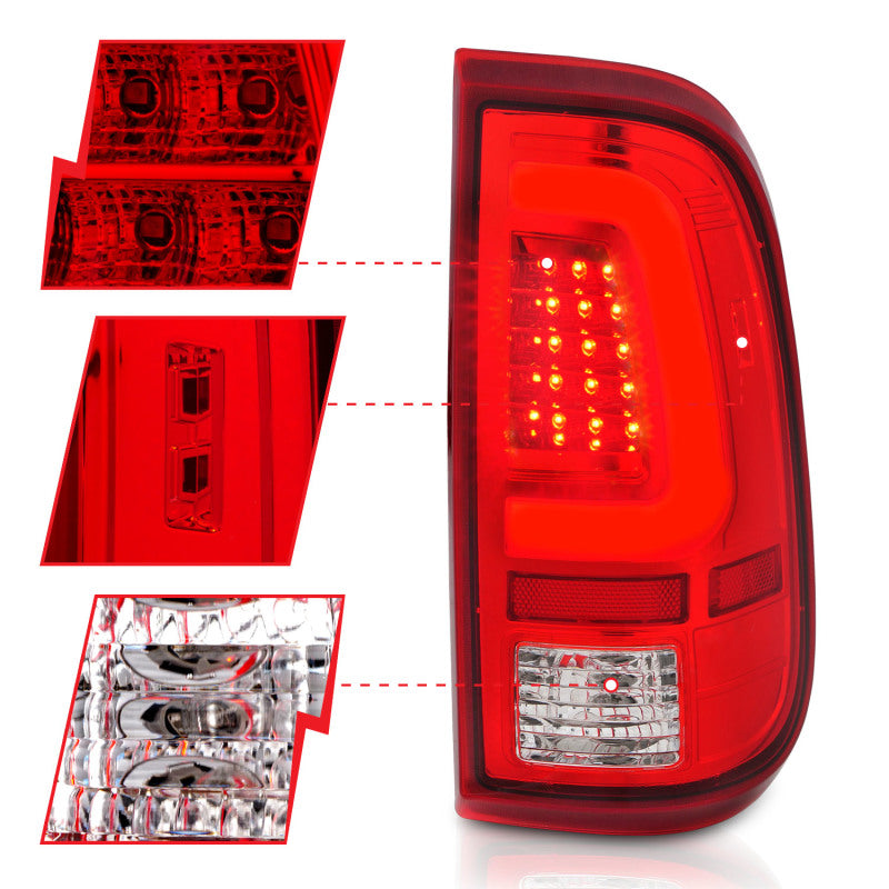 ANZO 2008-2016 Ford F-250 LED Taillights Chrome Housing Red/Clear Lens (Pair)