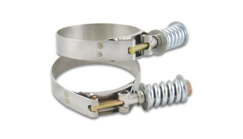 Vibrant SS T-Bolt Clamps Pack of 2 Size Range: 3.78in to 4.08in OD For use w/ 3.5in ID Couplings