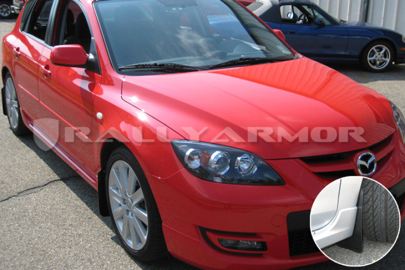 Rally Armor 2004-2009 Mazda3/Speed 3 Basic Black Mud Flap w/ Black Logo