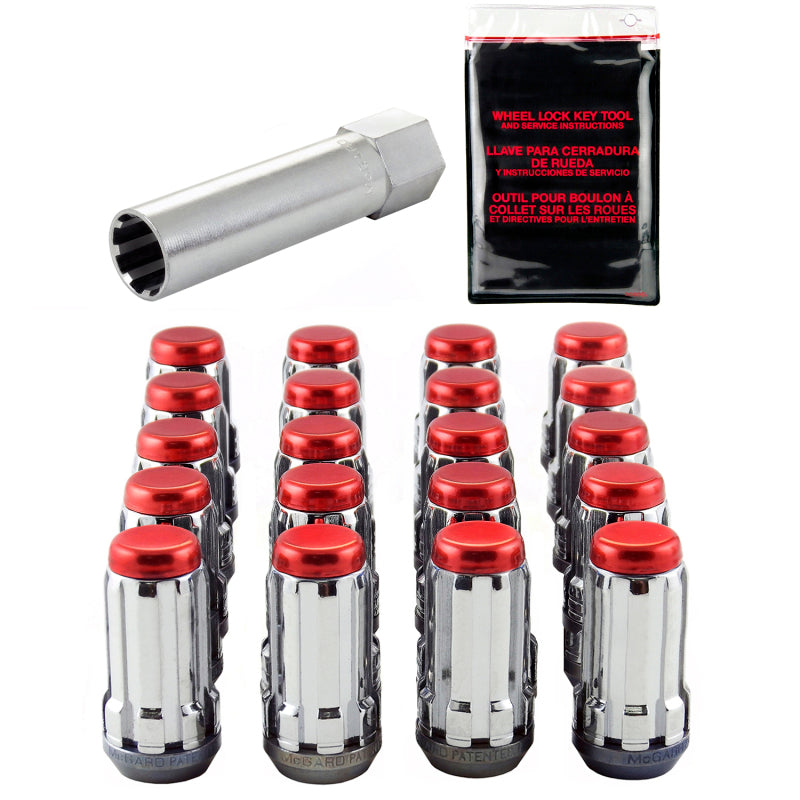 McGard SplineDrive Tuner 5 Lug Install Kit w/Tool (Cone) 1/2-20 / 13/16 Hex / 1.6in. L - Red Cap