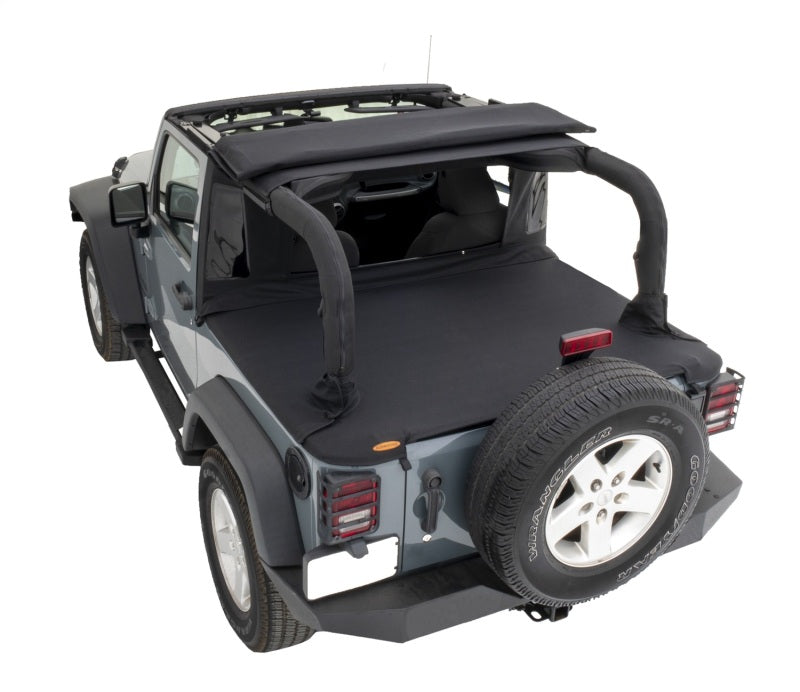 Bushwacker 07-18 Jeep Wrangler JK 2-Door Fastback Trail Armor Twill Flat Back Soft Top - Black