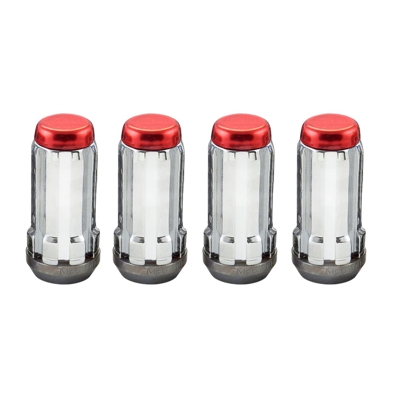 McGard SplineDrive Lug Nut (Cone Seat) 1/2-20 / 1.60in. Length (4-Pack) - Red Cap (Req. Tool)