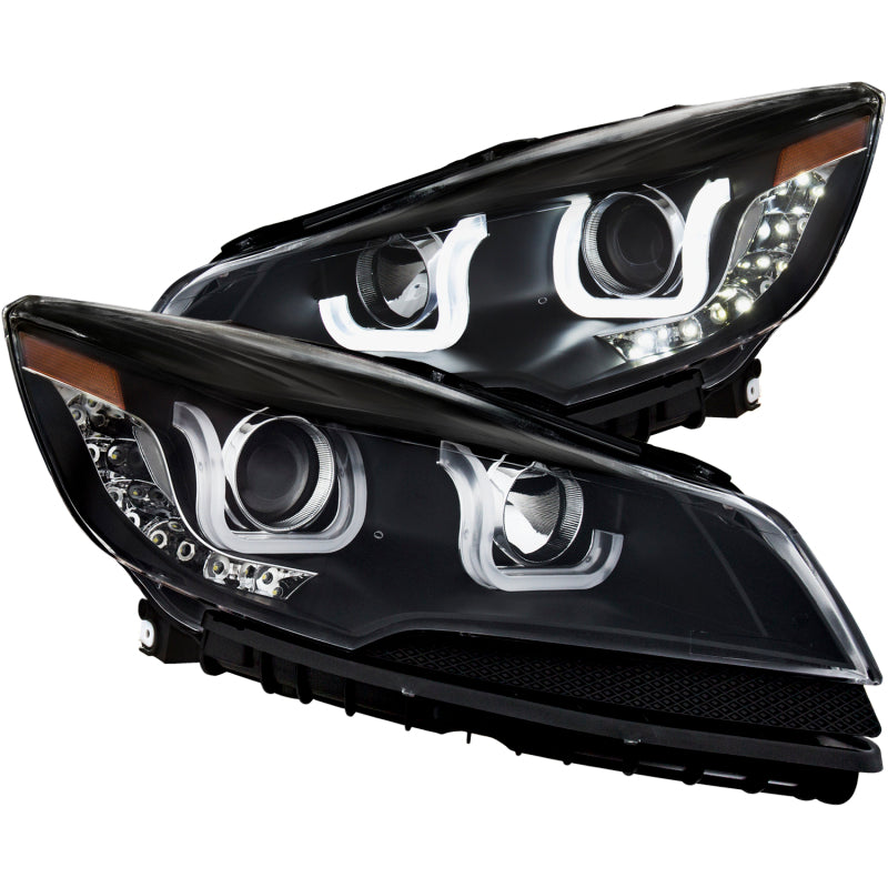 ANZO 2013-2015 Ford Escape Projector Headlights w/ U-Bar Black