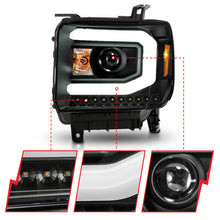 Load image into Gallery viewer, ANZO 2014-2015 GMC Sierra 1500 Projector Headlights w/ Light Bar Black Housing (Halogen Type)