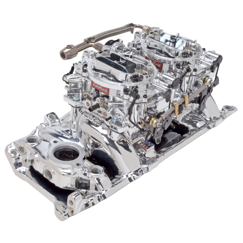 Edelbrock Manifold And Carb Kit Performer RPM Air-Gap Big Block Chevy Oval Port Endurashine Finish