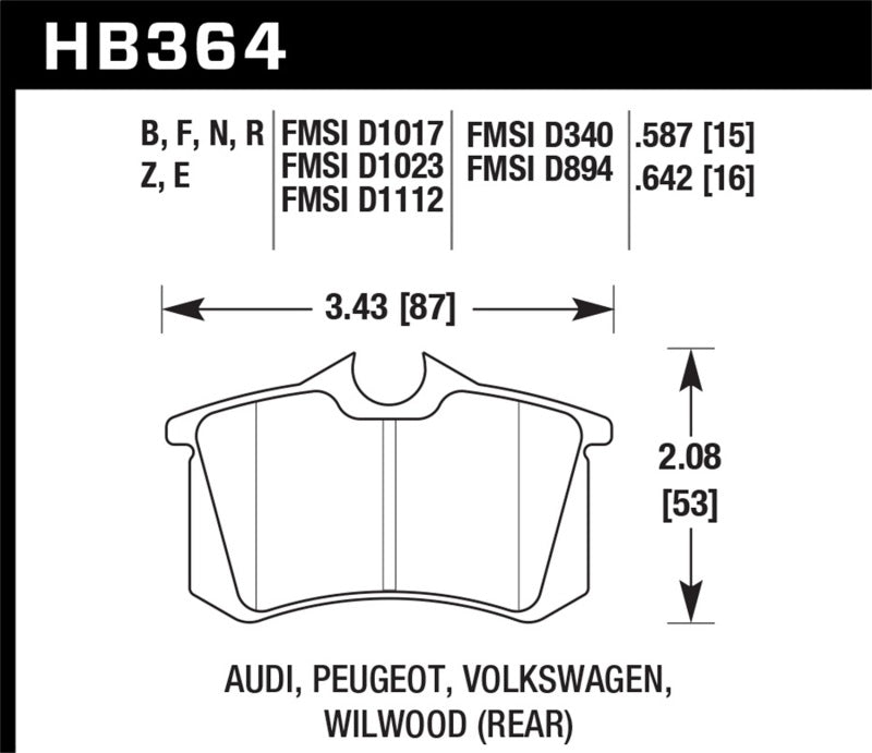 Hawk 2010-2013 Audi A3 TDI HPS 5.0 Rear Brake Pads