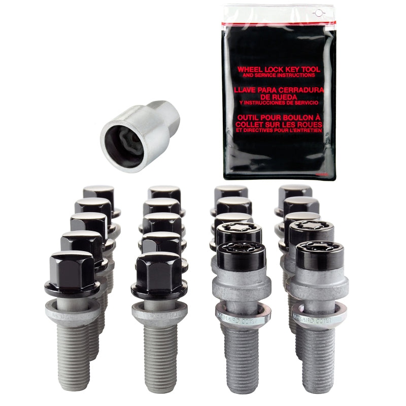 McGard 5 Lug Hex Install Kit w/Locks (Radius Seat Bolt) M14X1.5 / 17mm Hex / 35.4mm Shank L. - Black