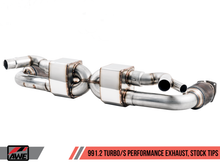 Load image into Gallery viewer, AWE Tuning Porsche 991.2 Turbo Performance Exhaust and High-Flow Cat Sections - For OE Tips