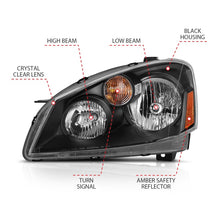 Load image into Gallery viewer, ANZO 2005-2006 Nissan Altima Crystal Headlight 4Door Sedan Black Amber (OE)