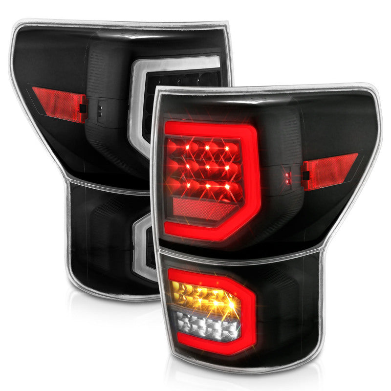ANZO 2007-2013 Toyota Tundra LED Taillights Plank Style Black w/Clear Lens