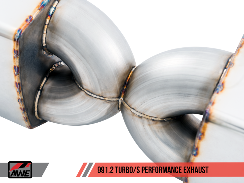 AWE Tuning Porsche 991.2 Turbo Performance Exhaust and High-Flow Cat Sections - For OE Tips