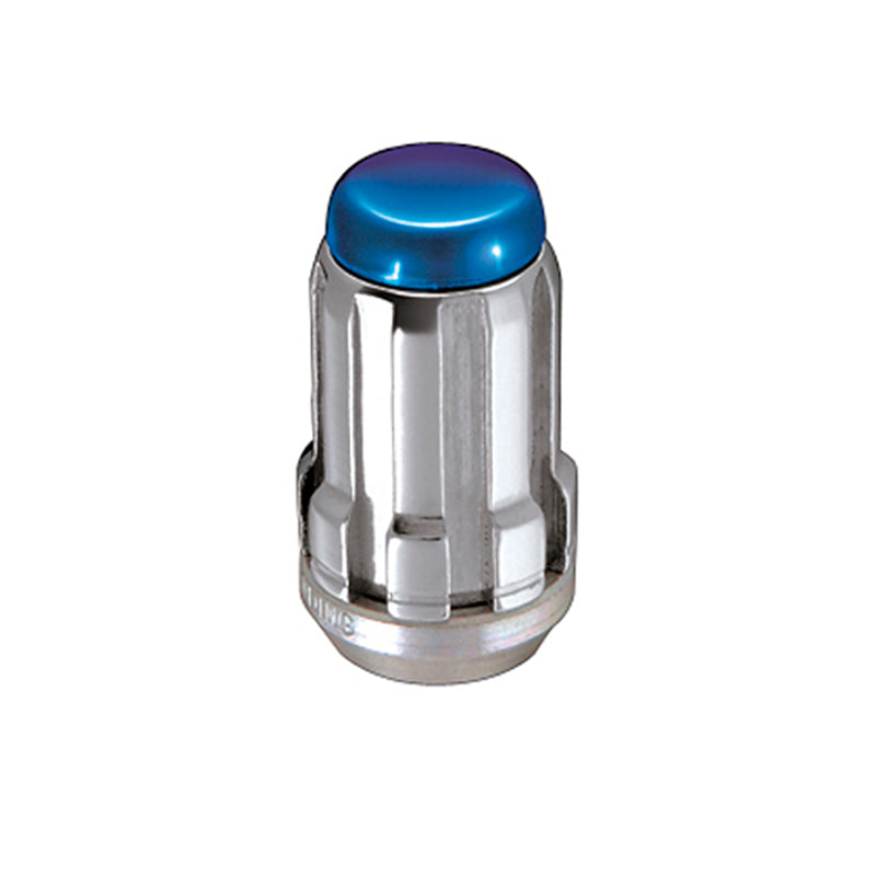 McGard SplineDrive Lug Nut (Cone Seat) 1/2-20 / 1.60in. Length (4-Pack) - Blue Cap (Req. Tool)