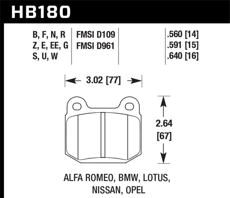 Hawk 03-06 Evo / 04-09 STi / 03-07 350z Track Performance Ceramic Street Rear Brake Pads