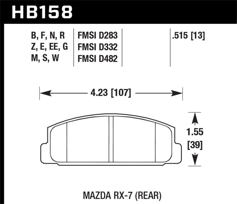 Hawk 86-02 Mazda RX-7 HPS Street Rear Brake Pads