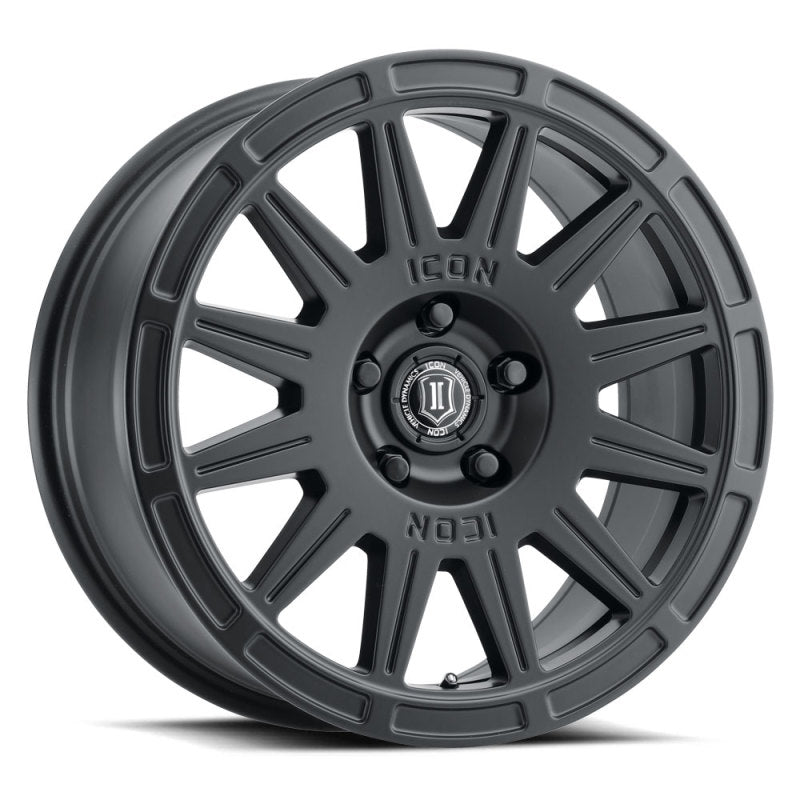 ICON Ricochet 17x8 5x4.5 38mm Offset 6in BS Satin Black Wheel