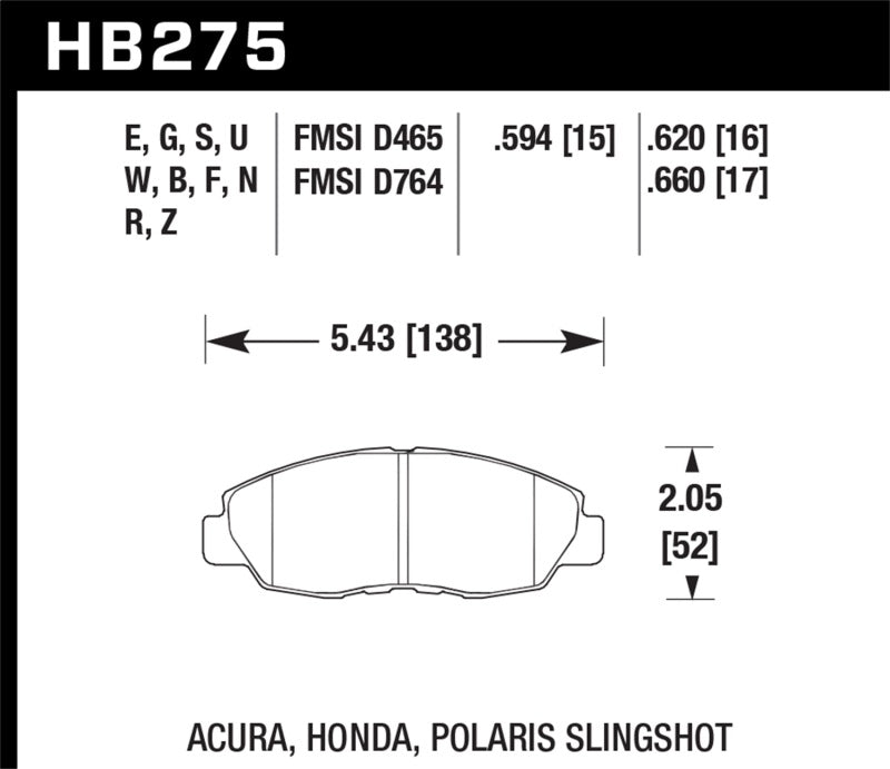 Hawk 97-99 Acura CL / 93-02 Honda Accord Coupe DX/EX/LX/96-10 Civic Coupe EX DTC-60 Race Brake Pads