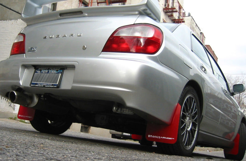 Rally Armor 02-07 Subaru WRX/STI/RS/2.5i (wagons req mod) UR Red Mud Flap w/ White Logo