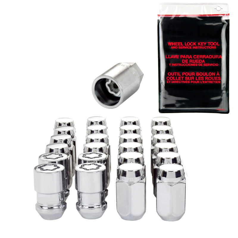 McGard 6 Lug Hex Install Kit w/Locks (Cone Seat Nut) M12X1.5 / 13/16 Hex / 1.5in. Length - Chrome