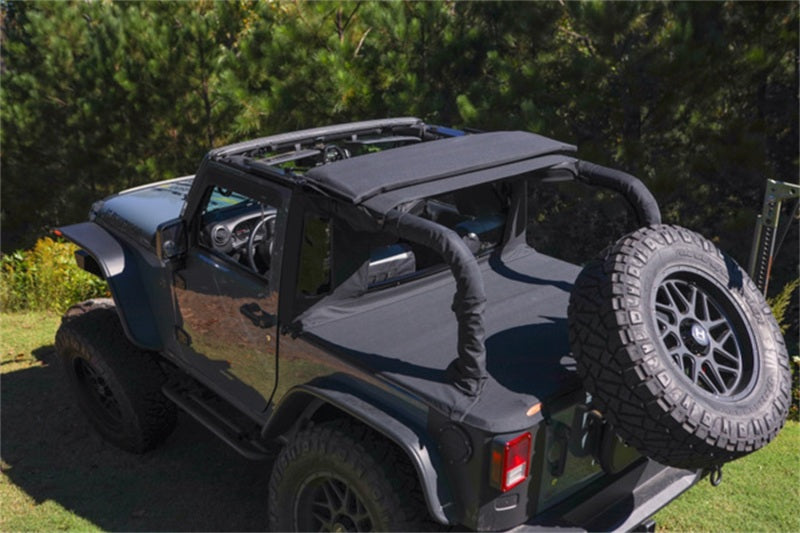 Bushwacker 07-18 Jeep Wrangler JK 4-Door Trail Armor Twill Flat Back Soft Top - Black