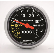 Load image into Gallery viewer, Autometer Sport-Comp 52mm 45 PSI Mechanical Boost Gauge