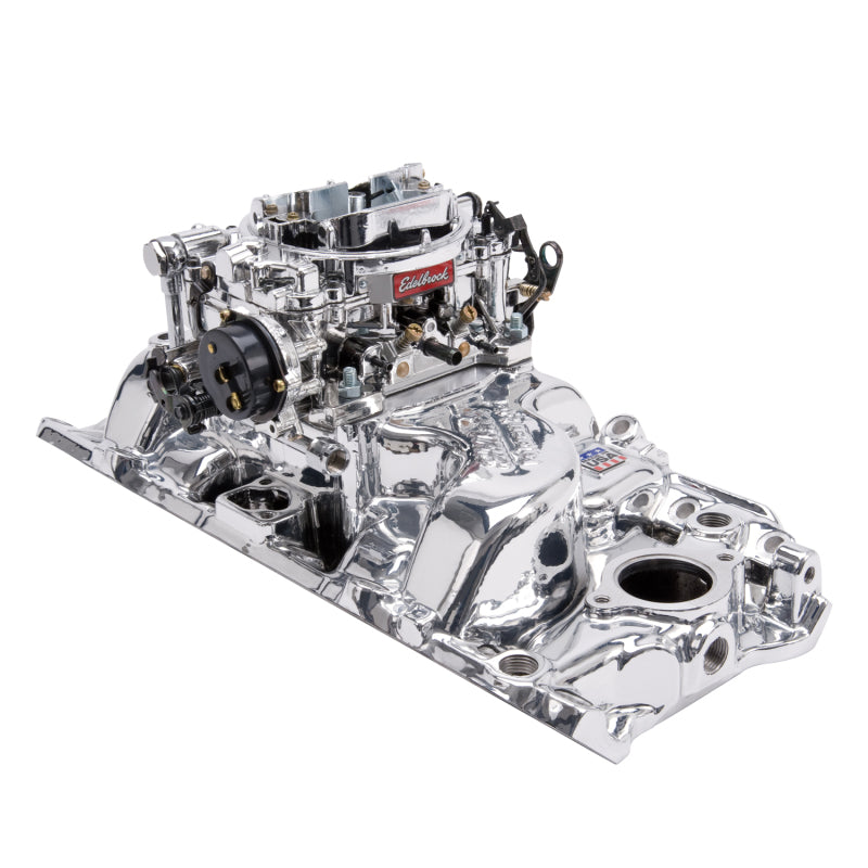 Edelbrock Manifold And Carb Kit Performer Big Block Chevrolet Oval Port Endurashine Finish