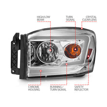 Load image into Gallery viewer, Anzo 06-09 Dodge RAM 1500/2500/3500 Headlights Chrome Housing/Clear Lens (w/ Light Bars)